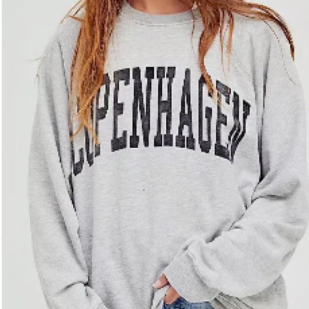 Free People x Original Retro Brand Grey Copenhagen Oversized Sweatshirt M NWT